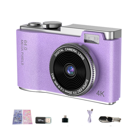 LK003 2.4 inch Dual-lens 4K HD CCD Camera Retro Kids Camera(Purple)