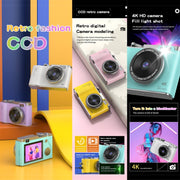 LK003 2.4 inch Dual-lens 4K HD CCD Camera Retro Kids Camera(Pink)