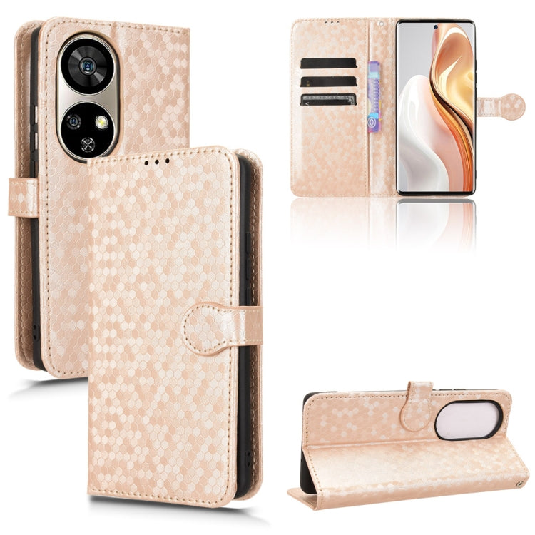 For Ulefone Note 17 Pro Honeycomb Dot Texture Leather Phone Case(Gold)