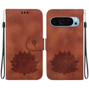 For Google Pixel 9 Pro Lotus Embossed Leather Phone Case(Brown)