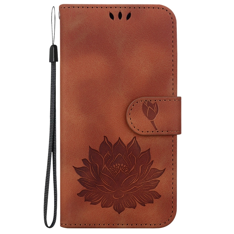For Google Pixel 9 Pro Lotus Embossed Leather Phone Case(Brown)