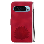 For Google Pixel 9 Pro Lotus Embossed Leather Phone Case(Red)