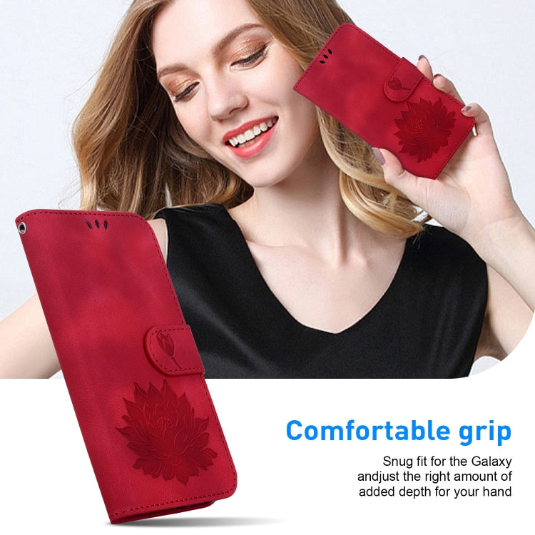 For Google Pixel 9 Pro Lotus Embossed Leather Phone Case(Red)