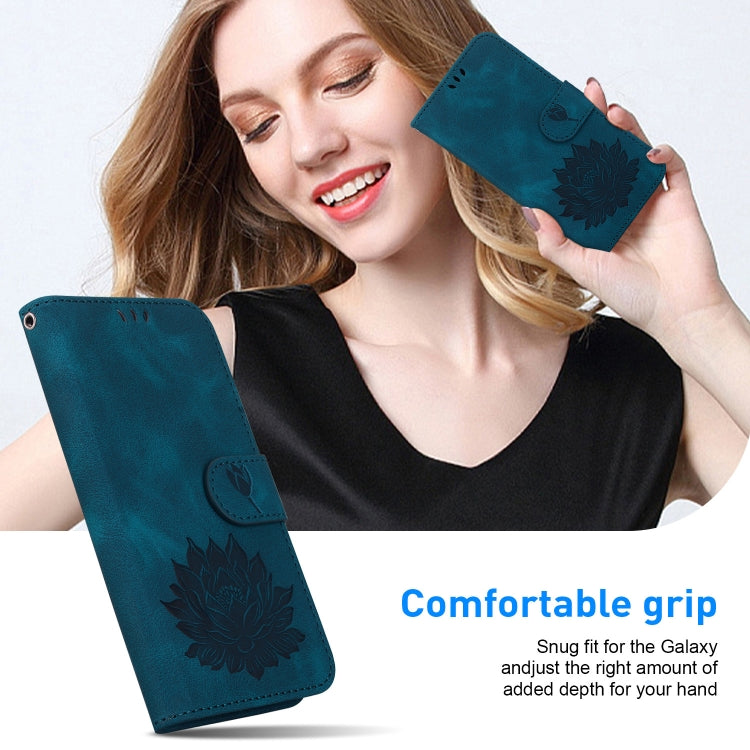 For Google Pixel 9 Lotus Embossed Leather Phone Case(Dark Blue)