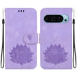 For Google Pixel 9 Lotus Embossed Leather Phone Case(Purple) - Google Cases by PMC TechLife | Online Shopping South Africa | PMC TechLife | Buy Now Pay Later Mobicred