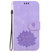 For Google Pixel 9 Lotus Embossed Leather Phone Case(Purple)