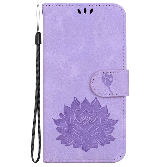 For Google Pixel 9 Lotus Embossed Leather Phone Case(Purple)