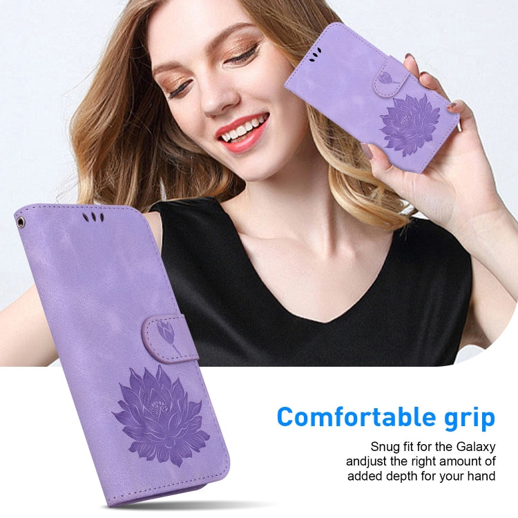 For Google Pixel 9 Lotus Embossed Leather Phone Case(Purple)