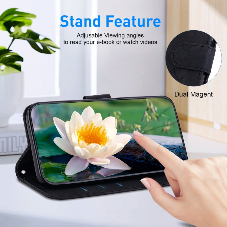 For Google Pixel 9 Lotus Embossed Leather Phone Case(Black)