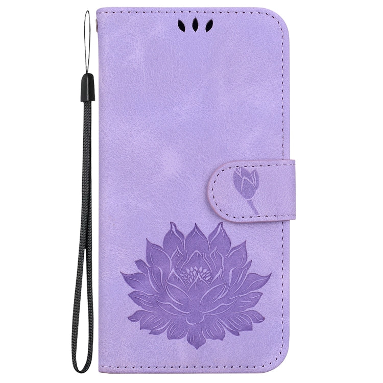 For Honor Magic6 Pro Lotus Embossed Leather Phone Case(Purple)