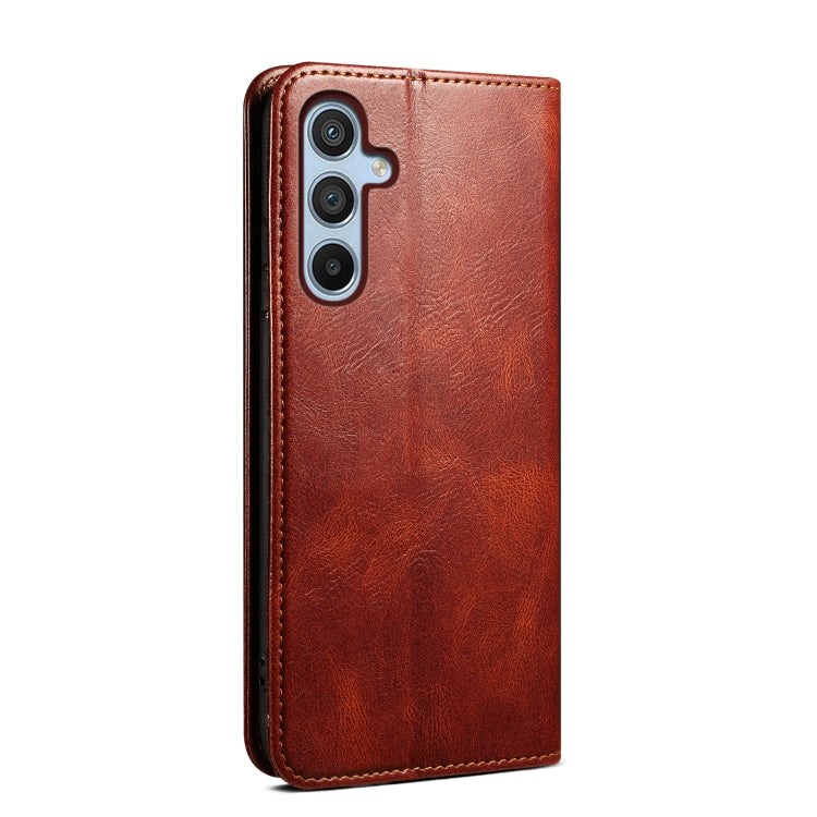 For Samsung Galaxy S25 5G Oil Wax Crazy Horse Texture Leather Phone Case(Brown)