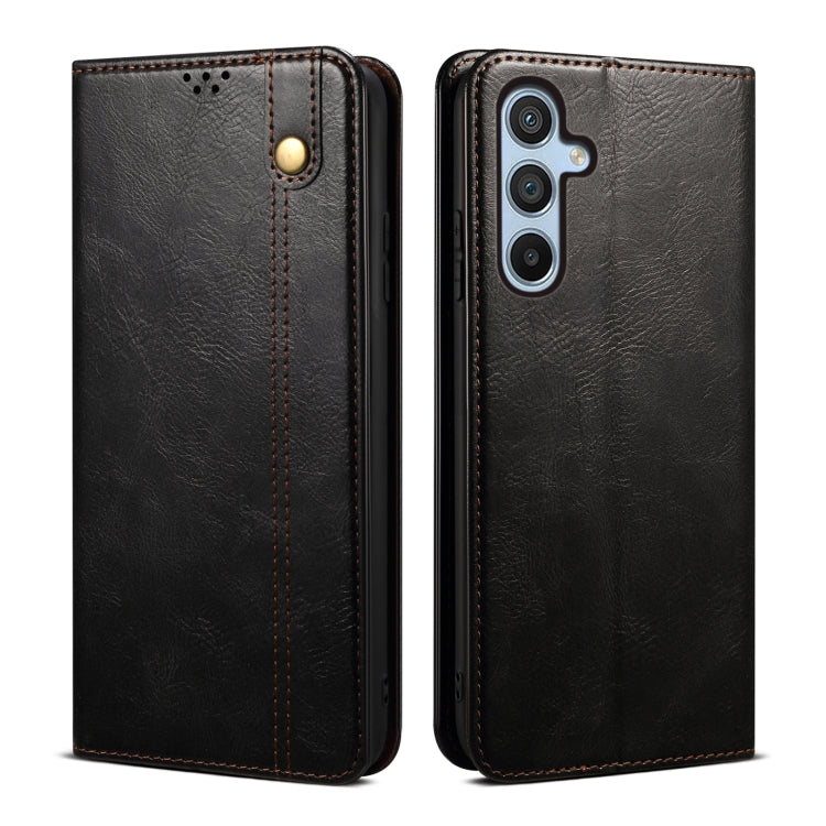 For Samsung Galaxy S25+ 5G Oil Wax Crazy Horse Texture Leather Phone Case(Black)