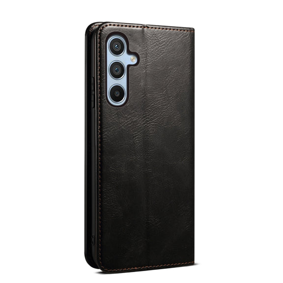 For Samsung Galaxy S25+ 5G Oil Wax Crazy Horse Texture Leather Phone Case(Black)