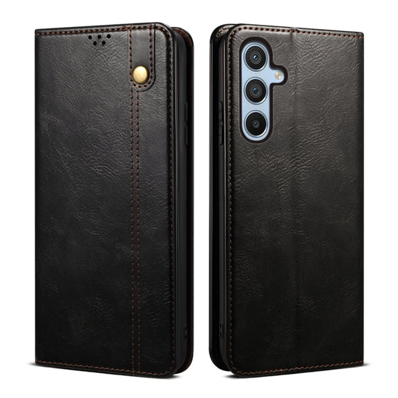 For Samsung Galaxy S25+ 5G Oil Wax Crazy Horse Texture Leather Phone Case(Black)