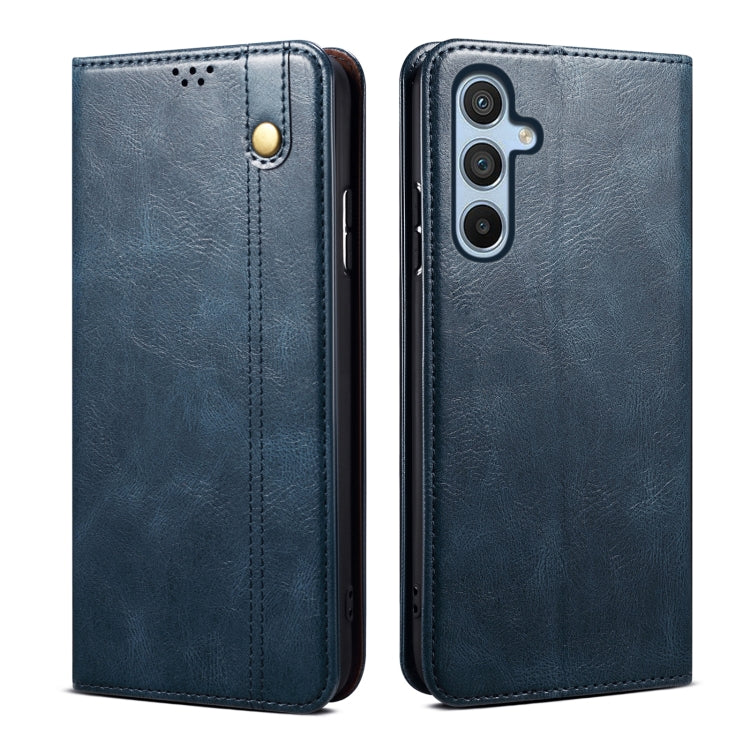 For Samsung Galaxy S25+ 5G Oil Wax Crazy Horse Texture Leather Phone Case(Blue)