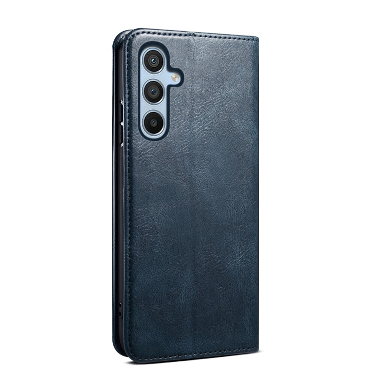 For Samsung Galaxy S25+ 5G Oil Wax Crazy Horse Texture Leather Phone Case(Blue)