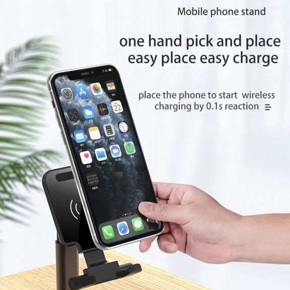 T6 2 in 1 Portable Folding Stand Wireless Charging, Style:Single Charge(Black)