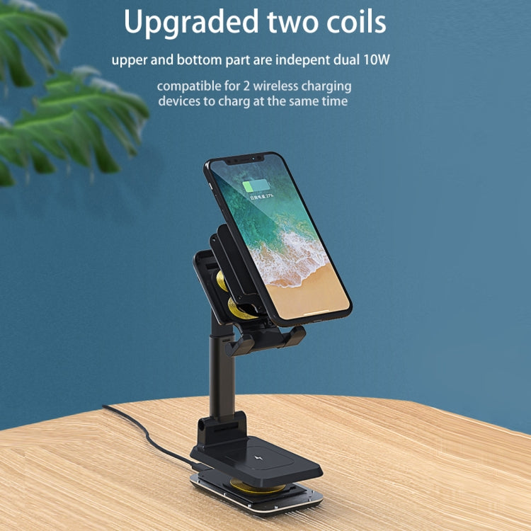 T6 2 in 1 Portable Folding Stand Wireless Charging, Style:Single Charge(White)