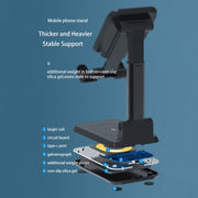 T6 2 in 1 Portable Folding Stand Wireless Charging, Style:Double Charge(Black)