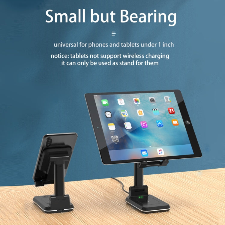 T6 2 in 1 Portable Folding Stand Wireless Charging, Style:Double Charge(White)