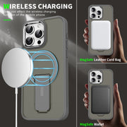 For iPhone 16 Acrylic Hybrid TPU MagSafe Holder Phone Case(Dark Blue)