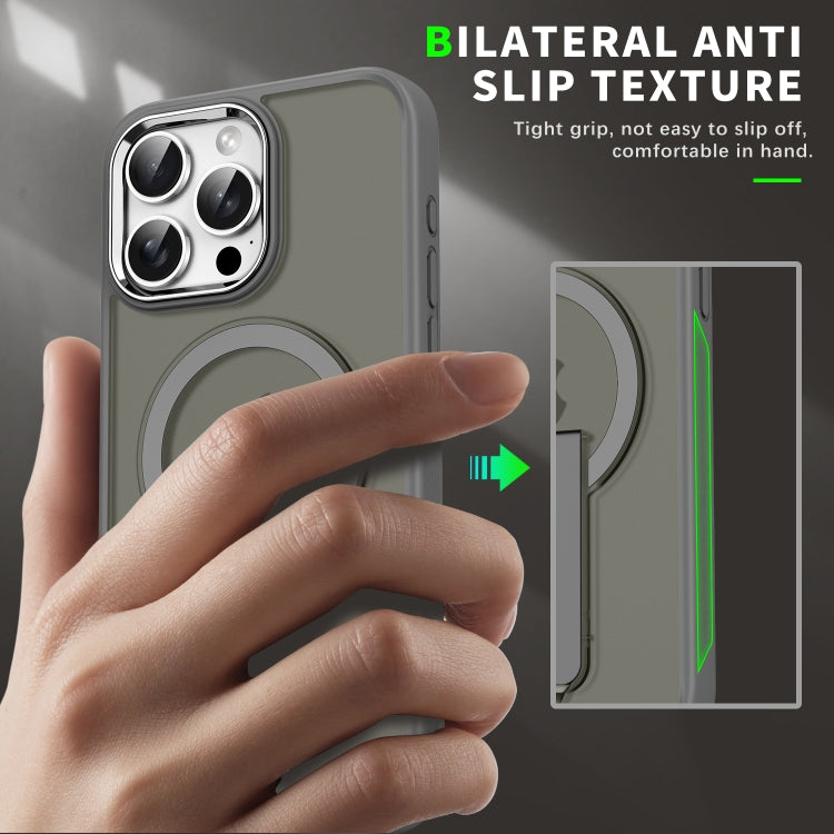 For iPhone 16 Plus Acrylic Hybrid TPU MagSafe Holder Phone Case(Black)