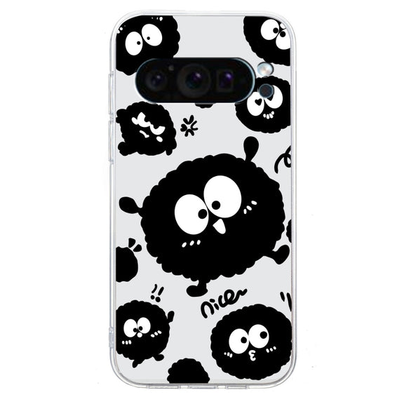 For Google Pixel 9 Colored Drawing Pattern Transparent TPU Phone Case(Black Eye)