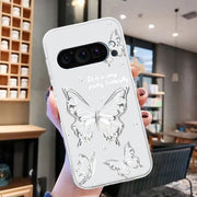 For Google Pixel 9 Colored Drawing Pattern Transparent TPU Phone Case(Butterflies)