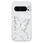 For Google Pixel 9 Colored Drawing Pattern Transparent TPU Phone Case(Butterflies)