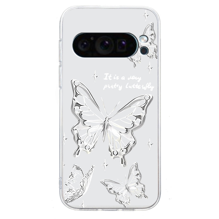 For Google Pixel 9 Colored Drawing Pattern Transparent TPU Phone Case(Butterflies)