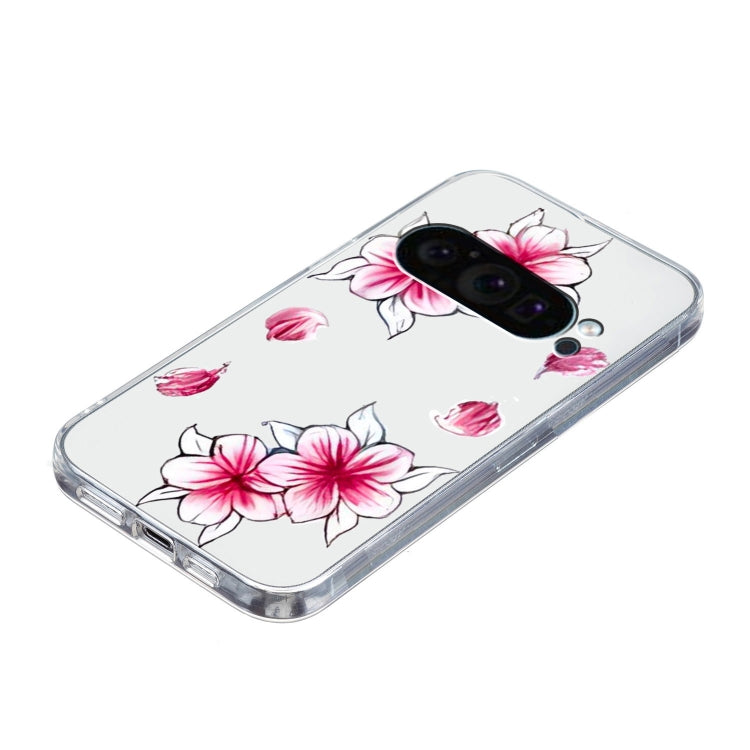 For Google Pixel 9 Pro Colored Drawing Pattern Transparent TPU Phone Case(Sakura)