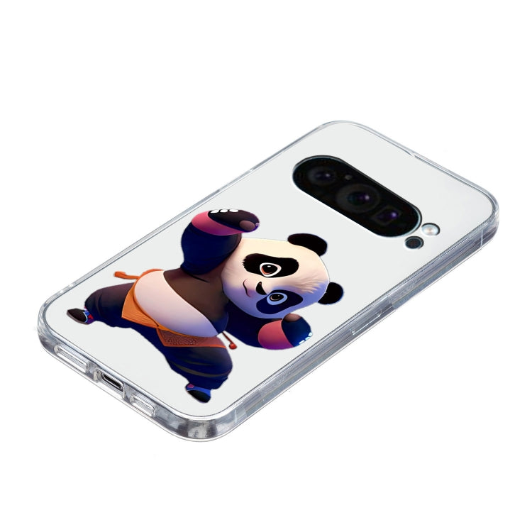 For Google Pixel 9 Pro Colored Drawing Pattern Transparent TPU Phone Case(Panda)
