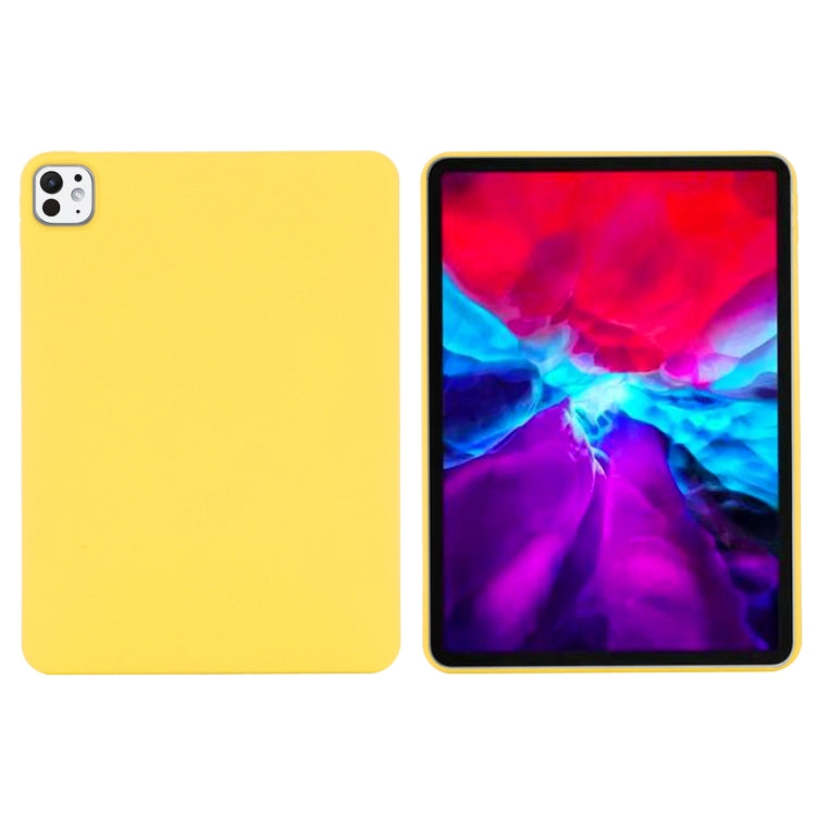 For iPad Pro 11 2024 Pure Color Liquid Silicone Shockproof Tablet Case(Yellow)