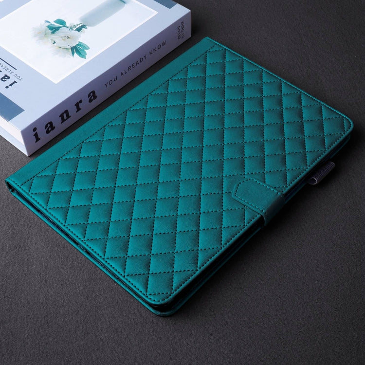 For Lenovo Tab P11 Gen 2 Rhombus Lattice Leather Tablet Case(Dark Green)