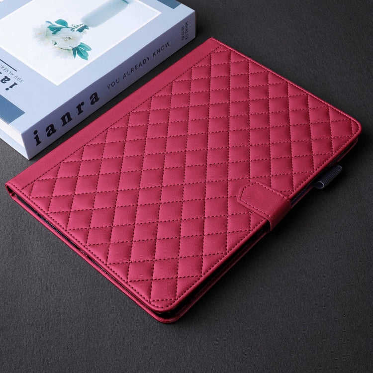 For Honor Pad 9 Rhombus Lattice Leather Tablet Case(Red)