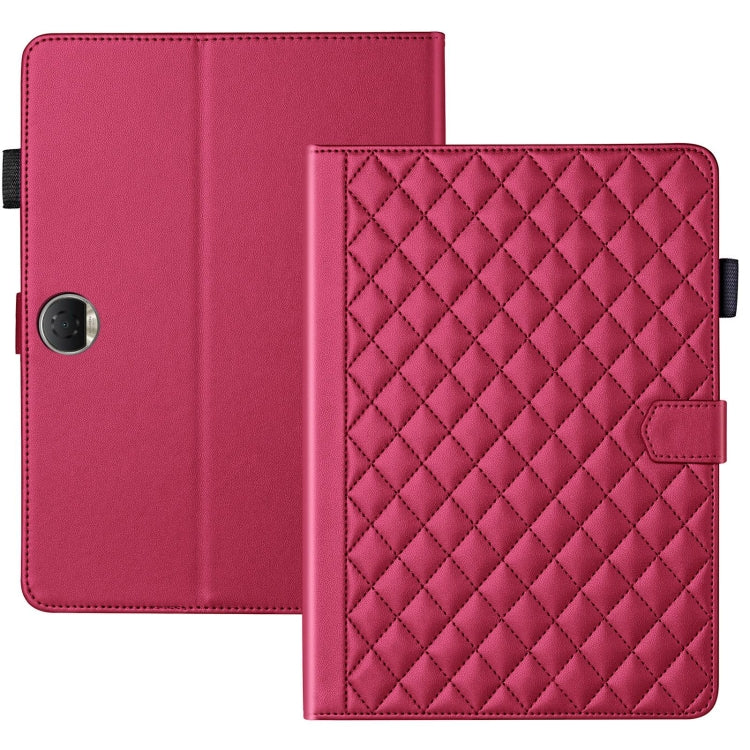 For Honor Pad 9 Rhombus Lattice Leather Tablet Case(Red)