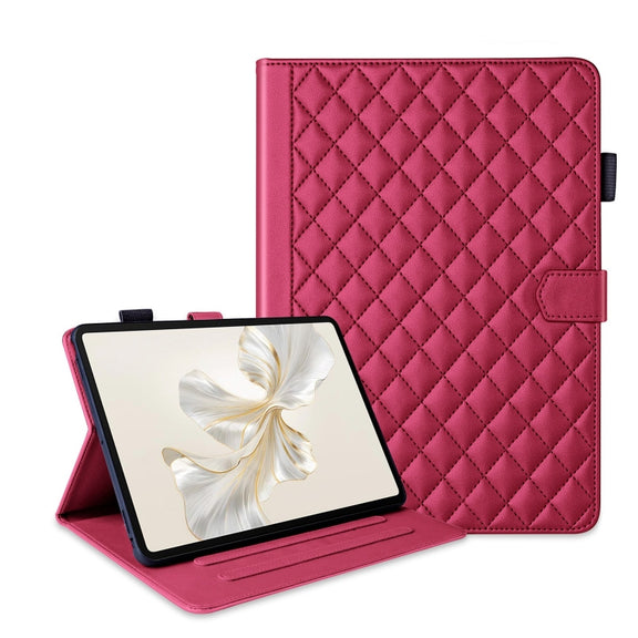 For Honor Pad 9 Rhombus Lattice Leather Tablet Case(Red)