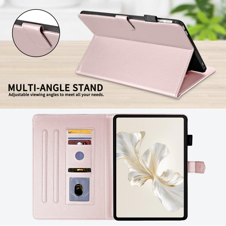For Honor Pad 9 Rhombus Lattice Leather Tablet Case(Rose Gold)