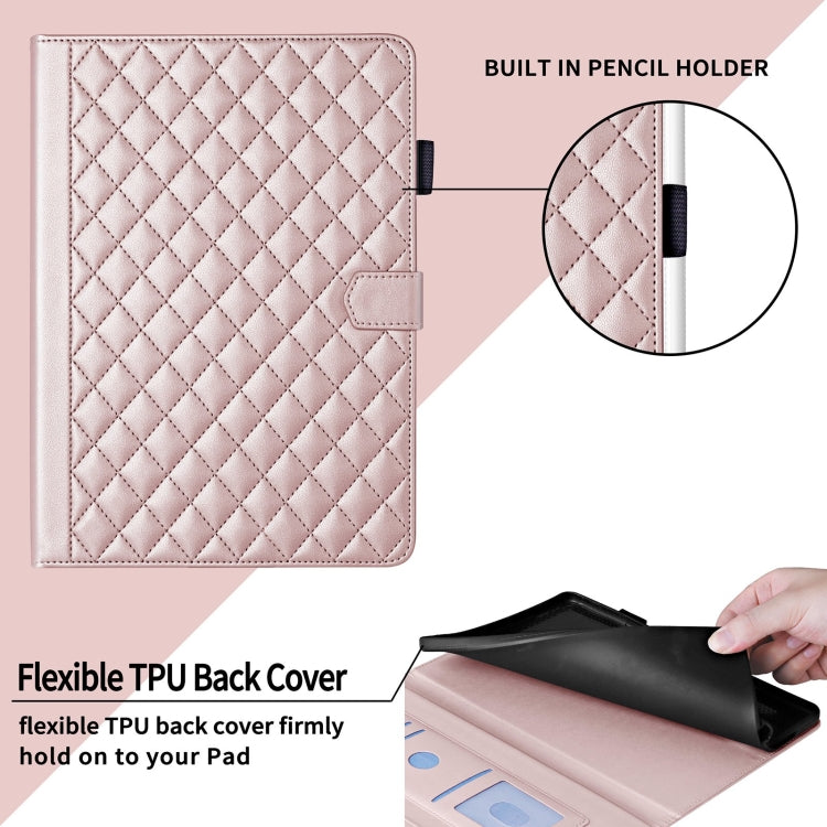 For Honor Pad 9 Rhombus Lattice Leather Tablet Case(Rose Gold)