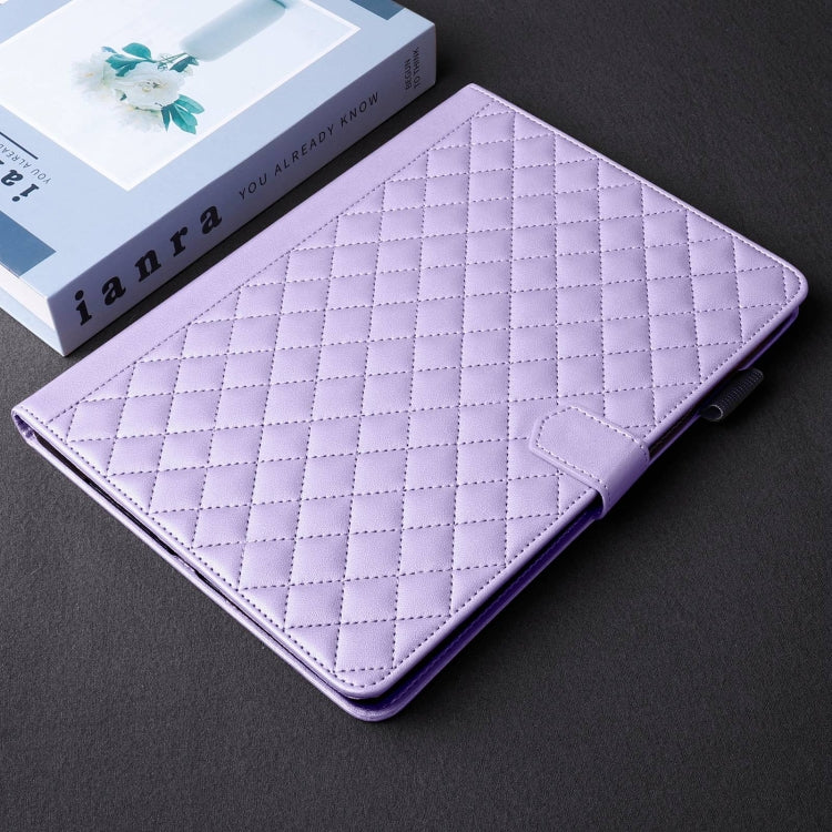 For Honor Pad 9 Rhombus Lattice Leather Tablet Case(Purple)
