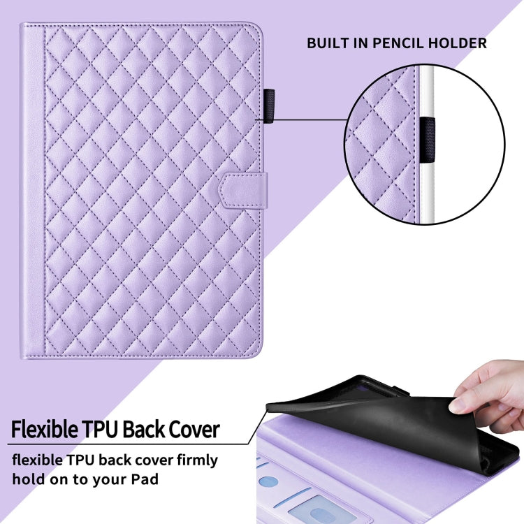For Honor Pad 9 Rhombus Lattice Leather Tablet Case(Purple)