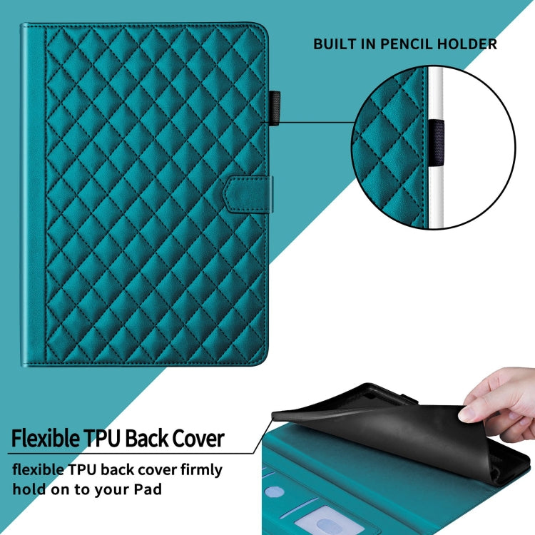 For Honor Pad 9 Rhombus Lattice Leather Tablet Case(Dark Green)