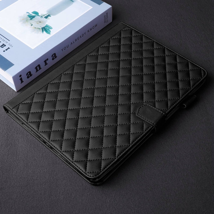 For Honor Pad 9 Rhombus Lattice Leather Tablet Case(Black)