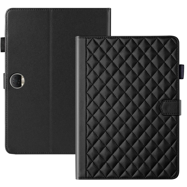 For Honor Pad 9 Rhombus Lattice Leather Tablet Case(Black)