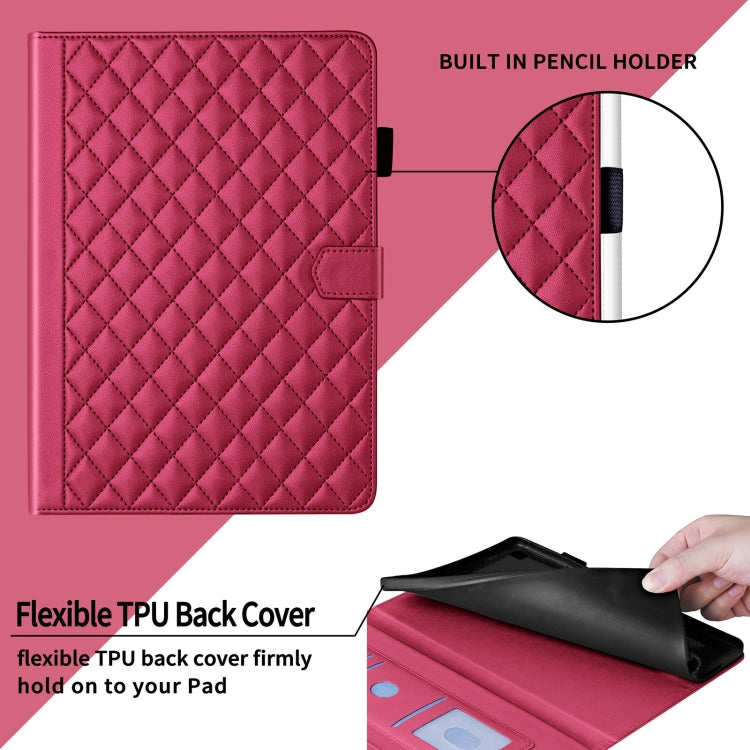 For Honor Pad X9 / X8 Pro Rhombus Lattice Leather Tablet Case(Red)