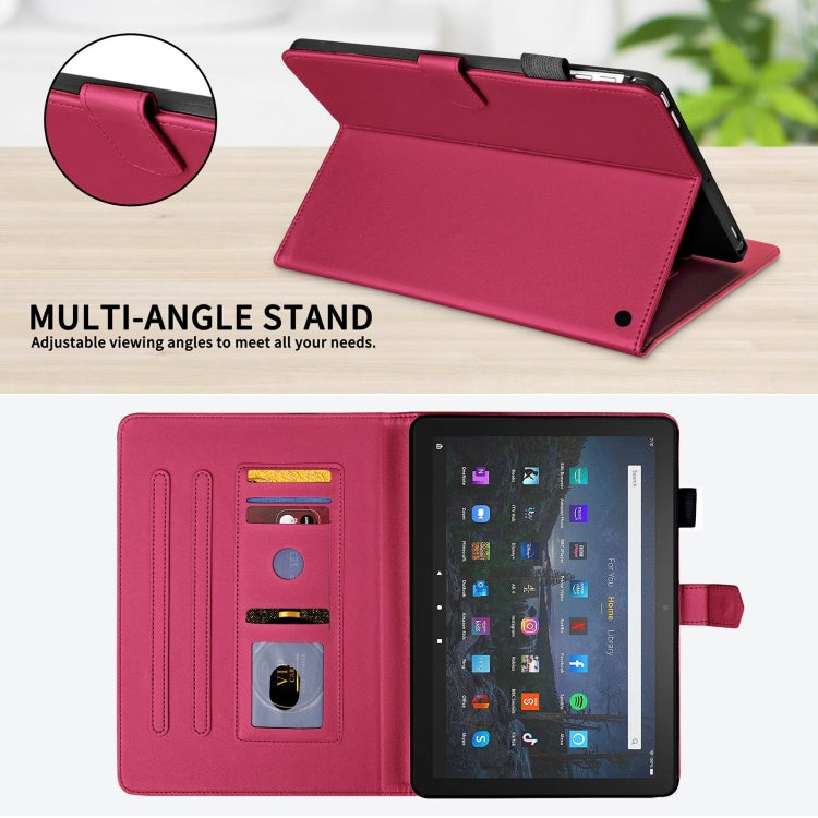 For Amazon Kindle Fire HD10 2023 Rhombus Lattice Leather Tablet Case(Red)