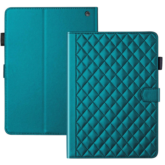 For Amazon Kindle Fire HD10 2023 Rhombus Lattice Leather Tablet Case(Dark Green)
