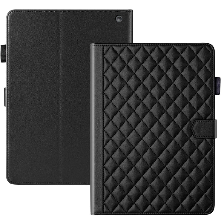 For Amazon Kindle Fire HD10 2023 Rhombus Lattice Leather Tablet Case(Black)