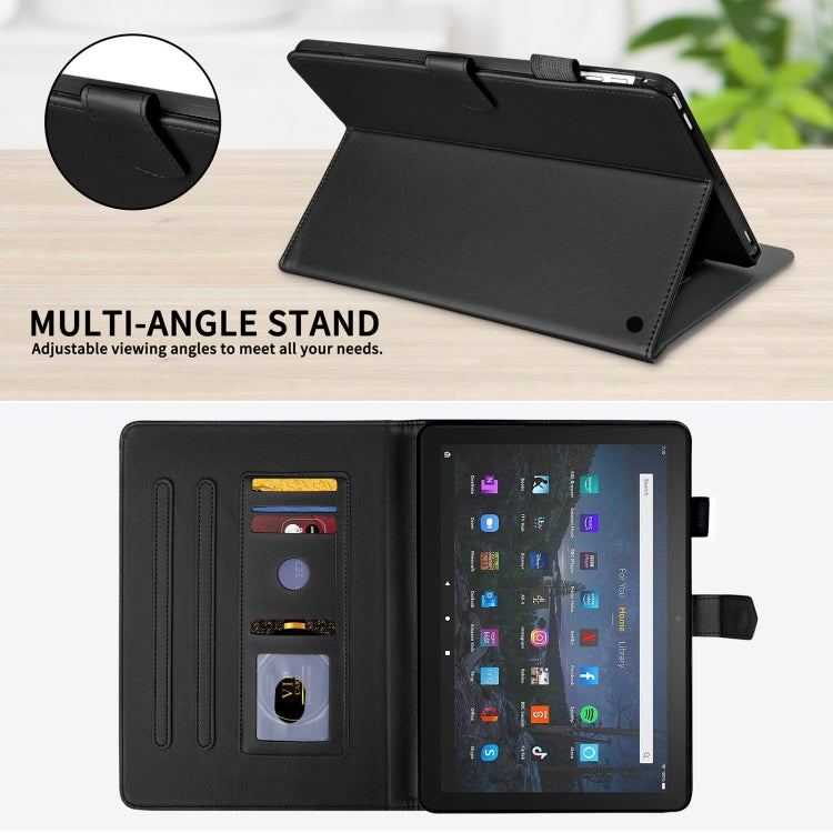 For Amazon Kindle Fire HD10 2023 Rhombus Lattice Leather Tablet Case(Black)