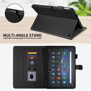 For Amazon Kindle Fire HD10 2023 Rhombus Lattice Leather Tablet Case(Black)
